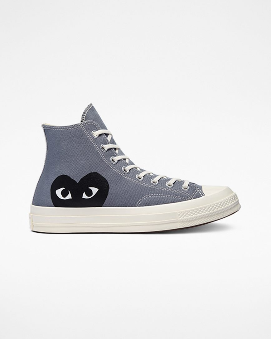 Tenisi Inalti Barbati Converse x Comme des Garçons PLAY Chuck 70 Gri Negrii | RO XFRDA468